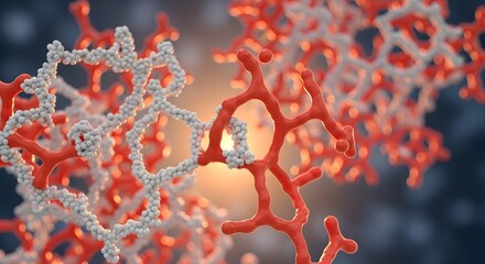 Detailed 3D Rendering of Protein Structures Interacting.