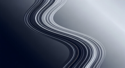 Abstract Silver Chrome Wavy Lines Background Modern Metallic Flow Design