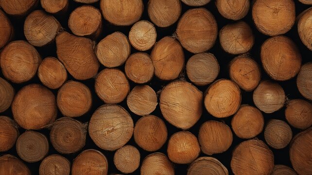 Stacked logs pattern with natural tones. AI generated