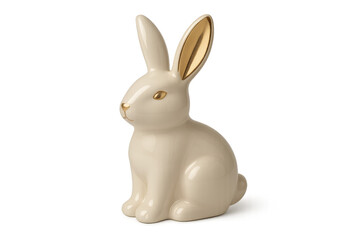 Fototapeta premium White easter bunny figurine with golden details
