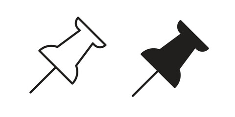 Push pin icon collection with multiple styles. EPS10