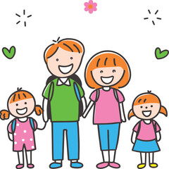 Happy Family Standing Together Illustration