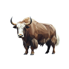 Low poly yak standing isolated
