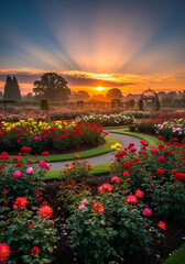 
Sunset Kiss in the Enchanted Rose Garden