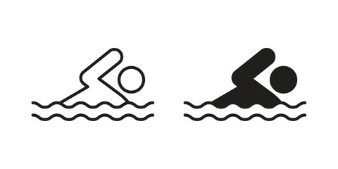 Swimming icon collection with multiple styles. EPS10