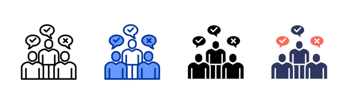 Opinion Poll icon set multiple style collection