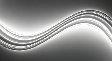 Silver flowing light trail abstract wave background digital technology concept