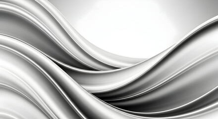 Abstract Silver Waves Background Luxury Fluid Chrome Design