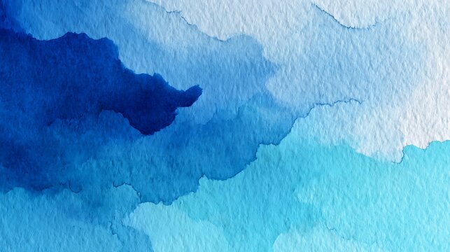 Shades of Blue Watercolor Wash on Textured Paper Background