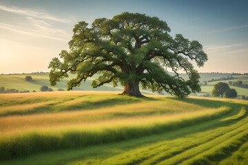 Beautiful countryside summer landscape background