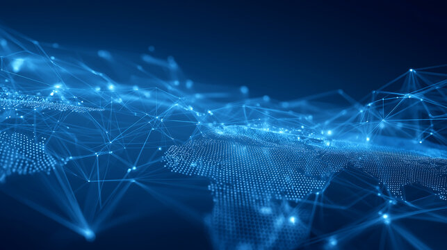 Digital world map network connection technology background concept