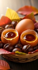 Autumnal Egg Dessert - A Sweet Treat with Chestnut and Maple Syrup.