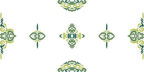 Artistic Symmetrical Green Decorative Elements