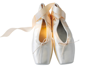 Pair of Ballet Shoes Tied Together, Isolated on White Background, Highlighting Grace, Dance, and Elegant Footwear