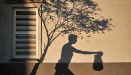 Person’s Shadow Transforming into a Tree, Symbolizing Self-Growth, Personal Development, and Inner Transformation