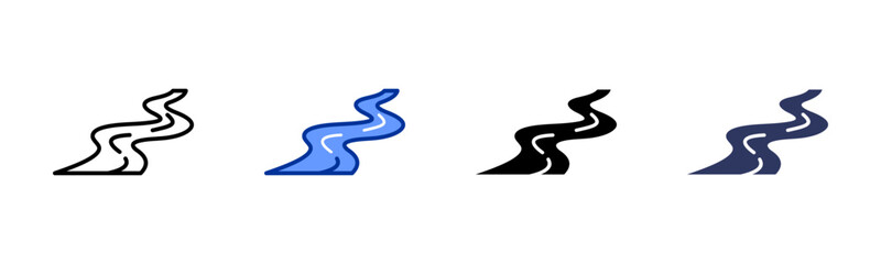 Flowing River icon set multiple style collection