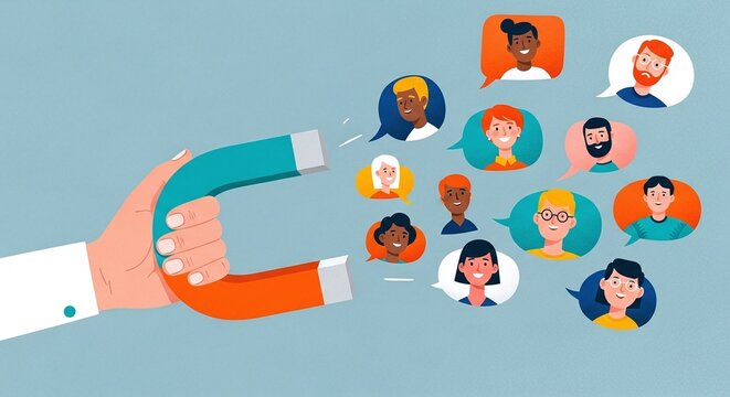 Powerful customer attraction with a magnet pulling diverse online user profiles and potential leads