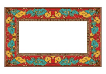 Ornate Red and Gold Asian-Inspired Frame with Intricate Details.