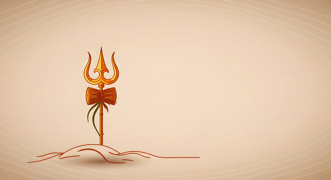 Happy Swastha Boishakhi Greeting with Shivas Trishul Illustration