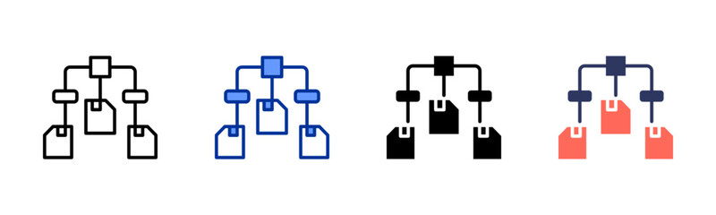 Flow Of Data icon set multiple style collection