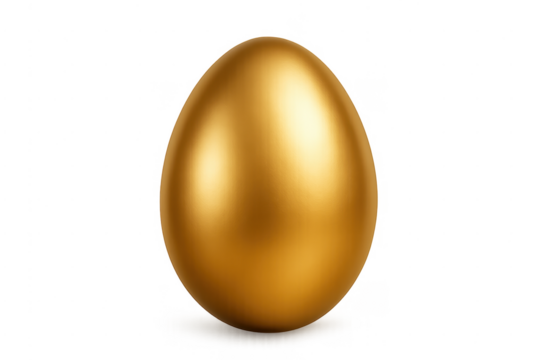 Golden egg symbolizing wealth and success on transparent background