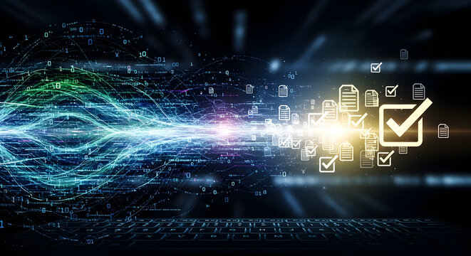 Digital Transformation and Data Processing with Futuristic Technology.