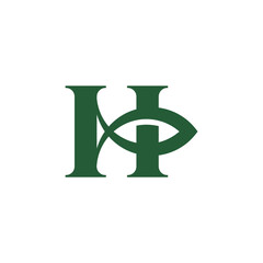H,K leaves logo, growth leaf, plant symbol green