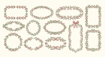 Obraz premium Elegant collection of ornate floral frames and borders with leaves and berries