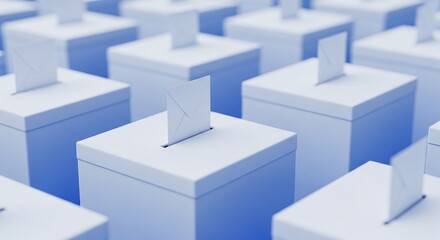 Secure ballot boxes with multiple votes cast, symbolizing election integrity and democratic processes