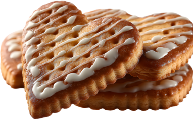 Heart-shaped cookies isolated on transparent background