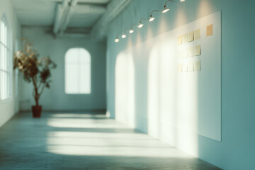 business plan placed on clean surface showcasing ar interface displaying blurred white text bars