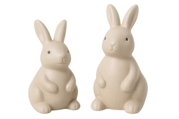 Obraz premium Pair of ceramic bunny figurines sitting for easter celebration