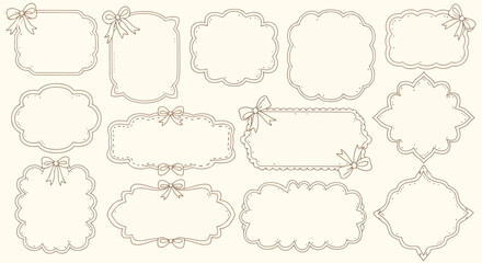Collection of twelve ornate frames with decorative borders and bow accents