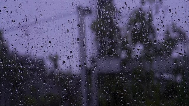 Rain drops on window glasses or on car window glasses texture background.	