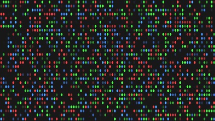 A seamless loop of a colorful LED dot matrix screen with pulsing pixel lights. 