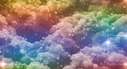Obraz premium Dreamy Rainbow Clouds with Bokeh and Lens Flares - Abstract Background