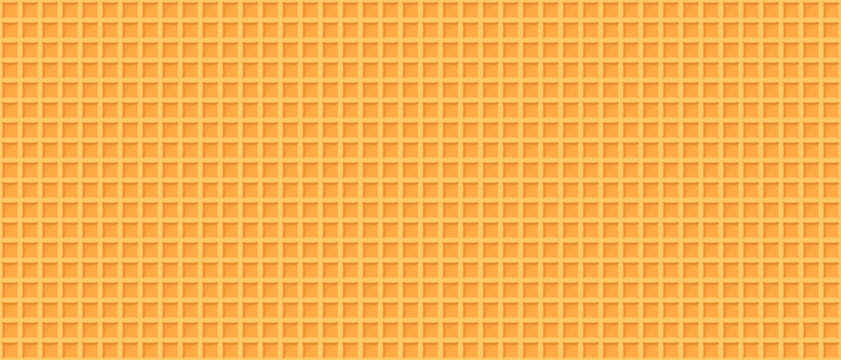Waffle cream texture. Wafer pattern for ice cream cone. 3d waffle cookie biscuit background for chocolate ice. Plank vector seamless pattern. Realistic texture, square design. Flat food backdrop
