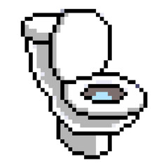 Pixel Toilet Vector Ideal for gaming, bathroom, plumbing, home utility, or digital art themes requiring a simple retro 8-bit aesthetic.