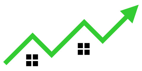 Increase Real Estate Vector Ideal for financial, business, investment, housing market, and economic graphics symbolizing growth in property value.
