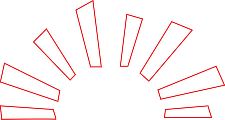 Abstract radiating lines in a semi circle against a white background representing energy or a sunrise.