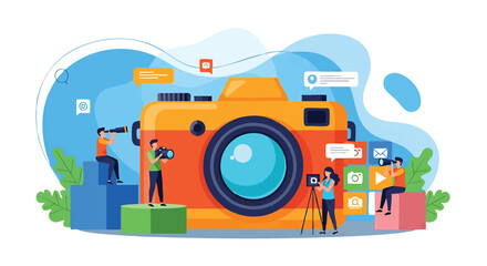 Photography Team Creates Visual Content Using Various Platforms and Technologies Illustration