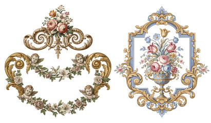 Vintage Baroque Victorian frame, border, frame, flower pattern vector floral, ornate, motif, flourish, scroll ornament leaf retro decorative design. filigree calligraphic © bow