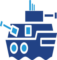 Obraz premium An icon of a modern ship in the water represents naval operations, border patrol, and the protection of strategic sea lanes.