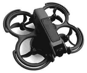 Drone FPV Halftone RAW - A flying drone isolated on transparency background - R104