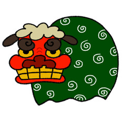 手描きのかわいい獅子舞イラスト