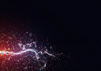 A visual representation of interconnected digital networks, showcasing abstract data flow and future innovation. Emphasizes modern digital concepts ,modern ,research ,network infrastructure