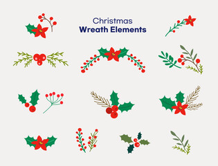 Christmas and Christmas wreath illustrations