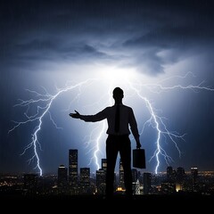 Business Leader Facing Storm - Resilience in the Face of Adversity.