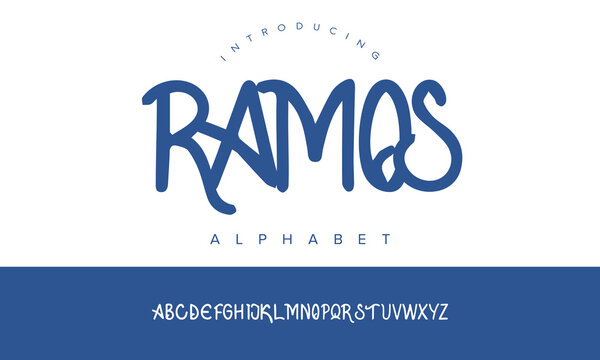 Ramos alphabet font with expressive handwritten strokes and bold energy, ideal for posters, branding, and modern typography design
