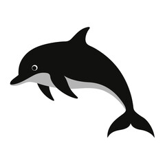 Fototapeta premium A black and grey illustration of a dolphin swimming